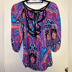 NWT, Alice & Trixie 100% Silk Multicolored, Abstract Paisley Print Blouse